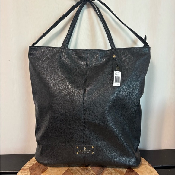 ✨NWT London Fog Laura Large Black Slouchy Tote Bag - Picture 10 of 10